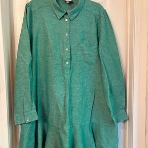 Tuckernuck Green Callahan Button-Up Cotton Shirt Dress XXXL